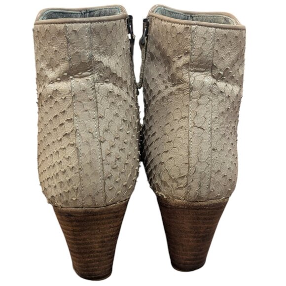 Ann Tuli - Women's Leather "Snakeskin" Zip Up Booties w heels - Size 38 - Picture 12 of 14